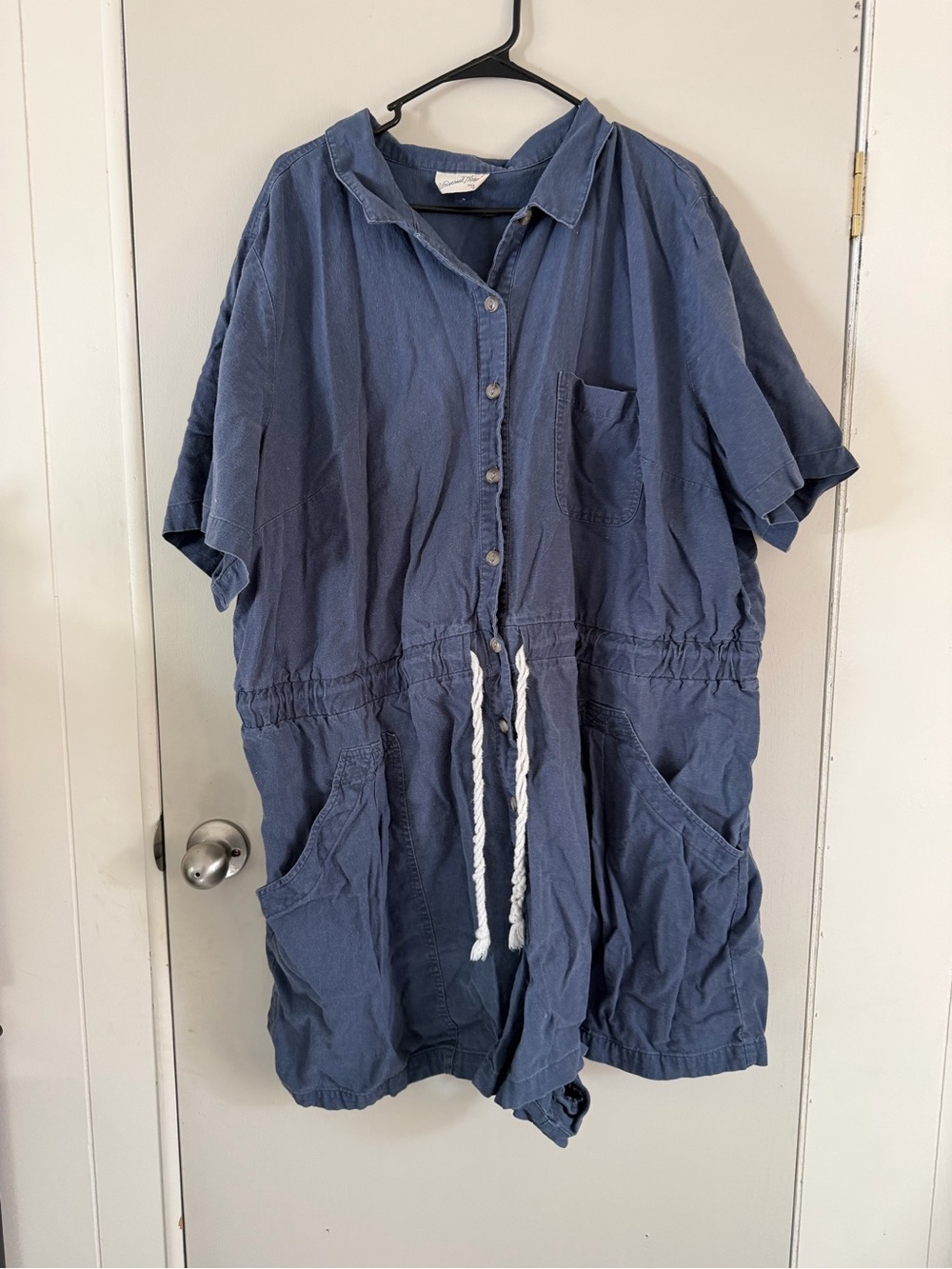 Casual Drawstring romper in Navy Blue